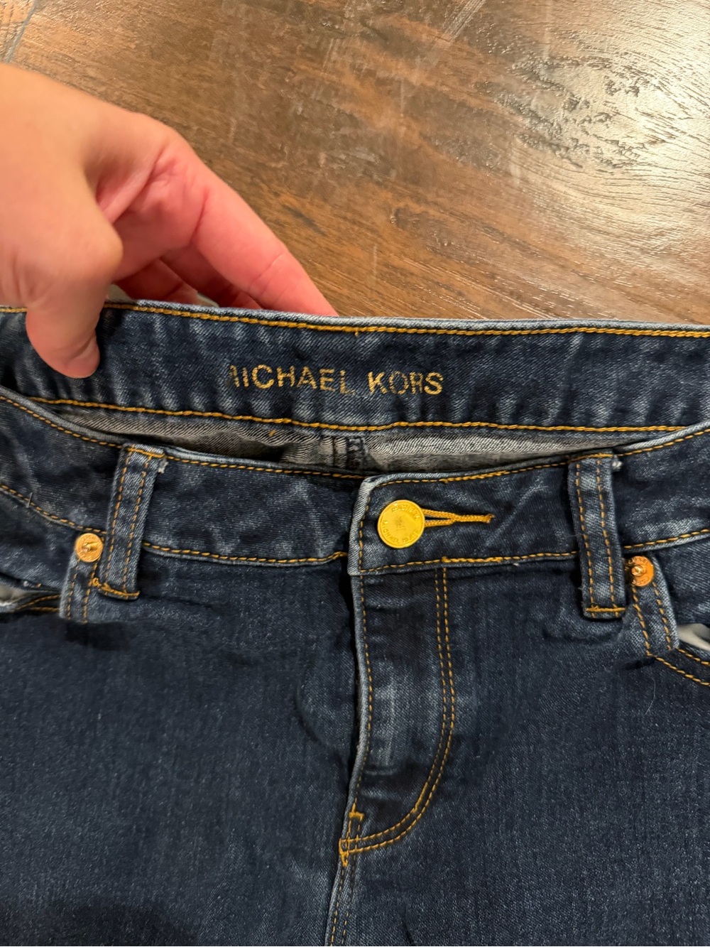 Michael Kors Women's Dark Indigo Skinny Jeans with Gold Hardware